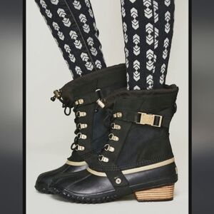 Sorel Conquest Carly winter‎ boots,black leather,9